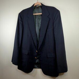 Vintage London Fog Navy Blue Two-Button Blazer Size 44R Mens Large XL 70s 80s